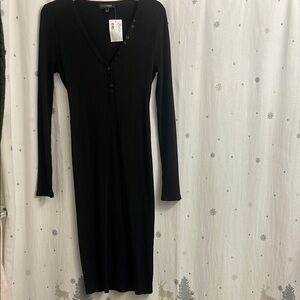 Intermix Black Henley dress